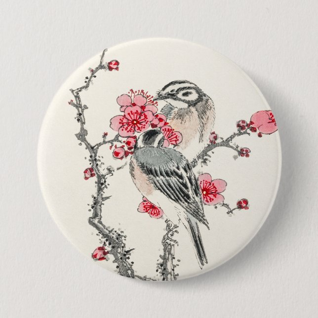 Badge Rond 7,6 Cm Oiseaux japonais 3 (Devant)