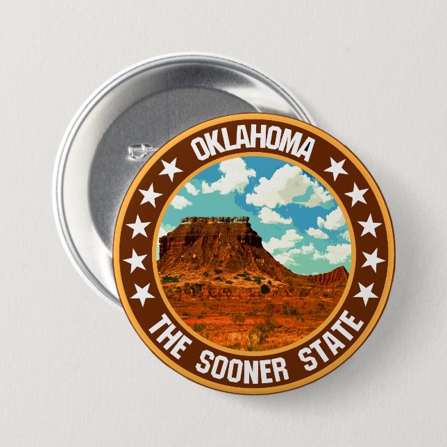 Badge Rond 7,6 Cm Oklahoma (Devant & derrière)