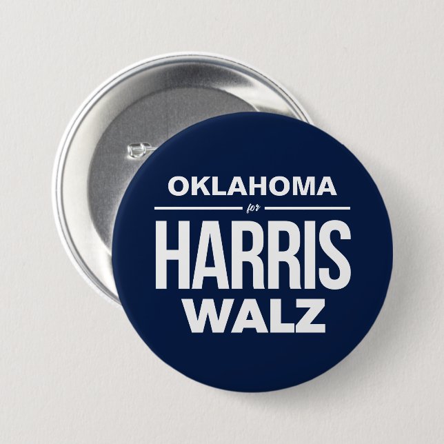 Badge Rond 7,6 Cm Oklahoma pour Harris Walz (Devant & derrière)