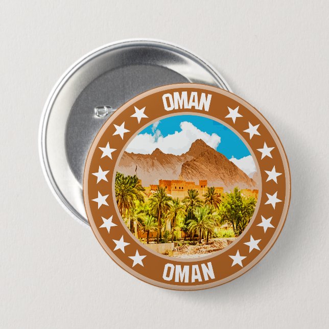Badge Rond 7,6 Cm Oman (Devant & derrière)
