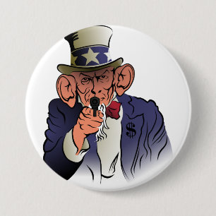 Badge Rond 7,6 Cm Oncle Sam en couleur