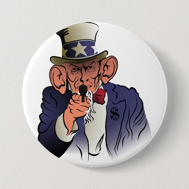 Badge Rond 7,6 Cm Oncle Sam en couleur (Devant)