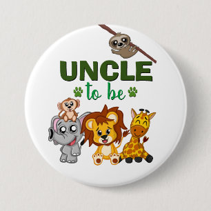 Badge Rond 7,6 Cm Oncle To Be Jungle Safari Zoo Animal Baby shower