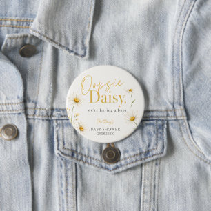 Badge Rond 7,6 Cm Oopsie Daisy Fête Minimale de Bébé à l'aquarelle