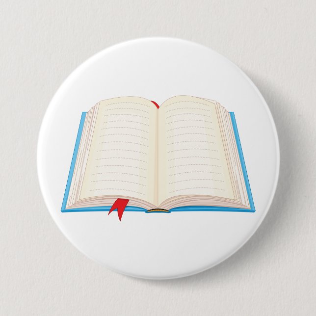 Badge Rond 7,6 Cm Open Lined Book Red Bookmark (Devant)