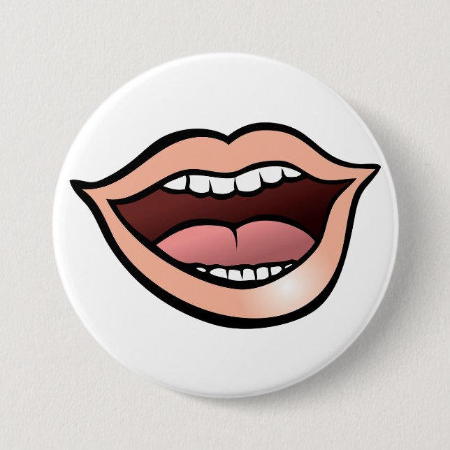 Badge Rond 7,6 Cm Open Mouth Lips Teeth Tongue (Devant)
