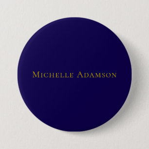 Badge Rond 7,6 Cm Or & Bleu Couleur Professionnel Moderne Uni