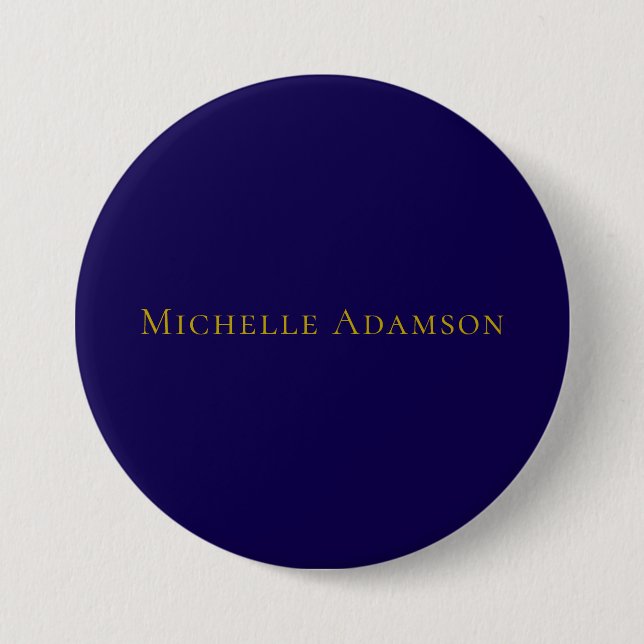 Badge Rond 7,6 Cm Or & Bleu Couleur Professionnel Moderne Uni (Devant)