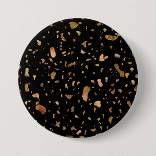 Badge Rond 7,6 Cm Or de cuivre sur pierre noire Terrazzo