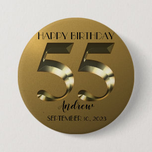 Badge Rond 7,6 Cm Or métallique 55e anniversaire