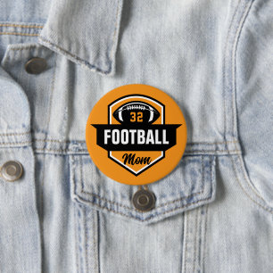 Badge Rond 7,6 Cm Orange et Black Football Maman Custom Jersey Numér
