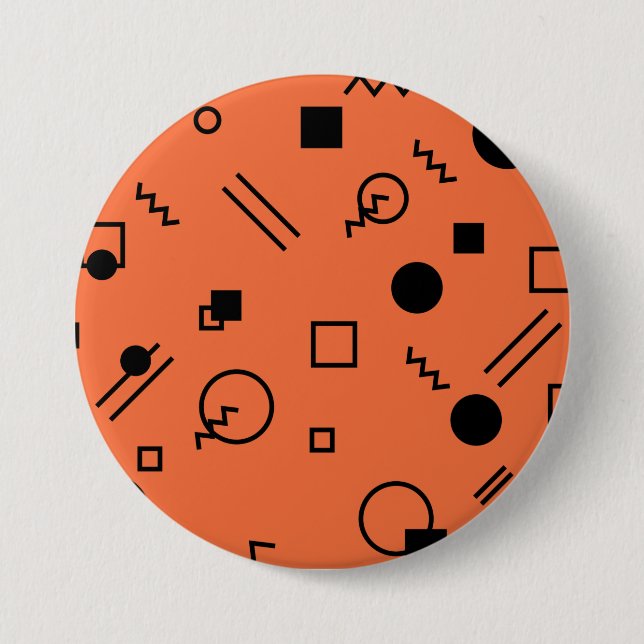 Badge Rond 7,6 Cm Orange, fun, trendy, geometric Memphis graphic (Devant)