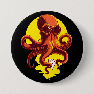 Badge Rond 7,6 Cm Orange Smart Octopus
