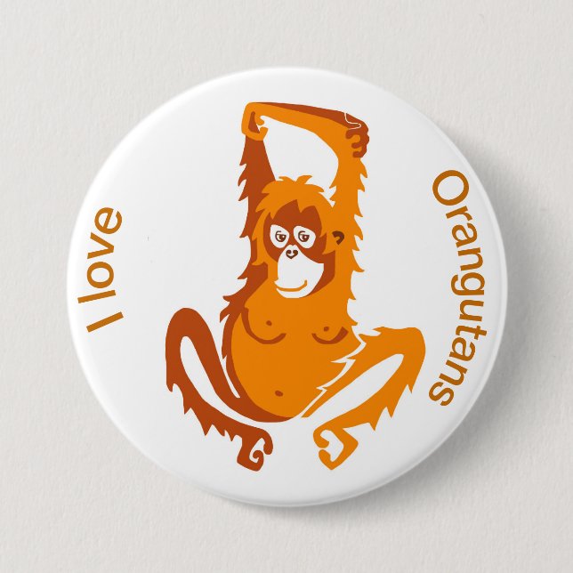 Badge Rond 7,6 Cm Orangutan - bouton (Devant)