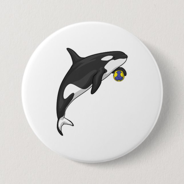 Badge Rond 7,6 Cm Orca Handball player Handball (Devant)