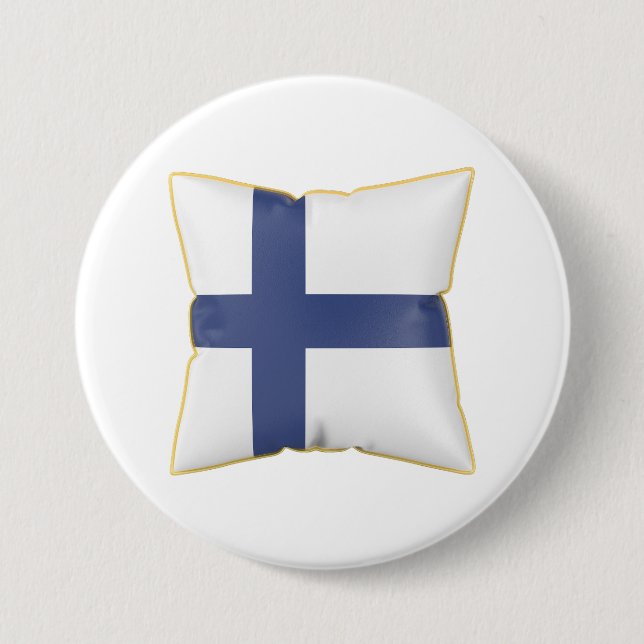 Badge Rond 7,6 Cm Oreiller avec le drapeau de la Finlande (Devant)