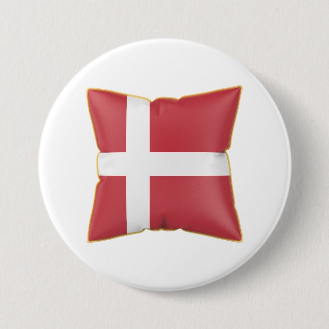 Badge Rond 7,6 Cm Oreiller avec le drapeau du Danemark (Devant)