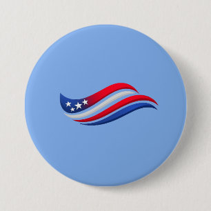 Badge Rond 7,6 Cm Oreiller USA Stars & Stripes Wave   Rouge Blanc