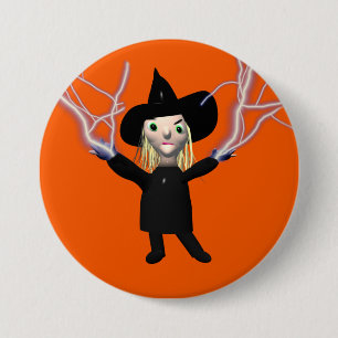 Badge Rond 7,6 Cm Orthographe de sorcière d'Halloween