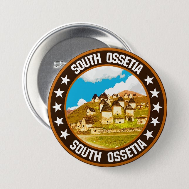 Badge Rond 7,6 Cm Ossétie du Sud (Devant & derrière)