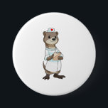 Badge Rond 7,6 Cm Otter comme infirmière avec coeur<br><div class="desc">Ce design est le cadeau idéal pour un anniversaire,  Noël et d'autres célébrations. Il convient aux femmes,  aux hommes et aux enfants.</div>