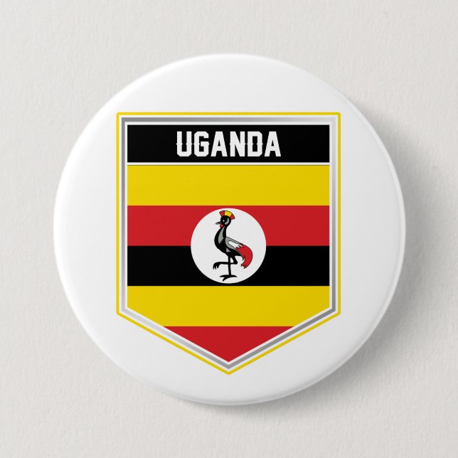 Badge Rond 7,6 Cm Ouganda - Bouclier du drapeau (Devant)