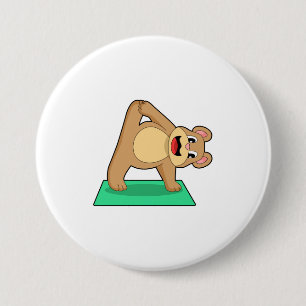 Badge Rond 7,6 Cm Ours au Yoga Fitness