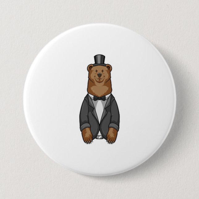 Badge Rond 7,6 Cm Ours comme chambre avec veste (Devant)
