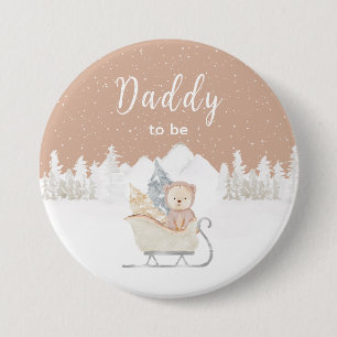 Badge Rond 7,6 Cm Ours D'Hiver Brown Sleigh Daddy Être
