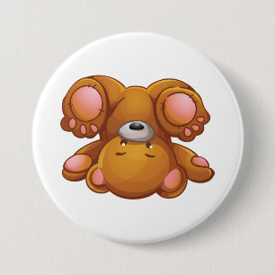 Badge Rond 7,6 Cm Ours en peluche à l'envers