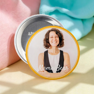 Badge Rond 7,6 Cm Ours Mama encadré Photo simple moderne
