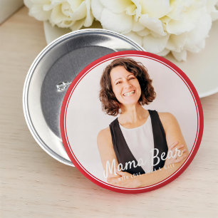 Badge Rond 7,6 Cm Ours Mama encadré Photo simple moderne