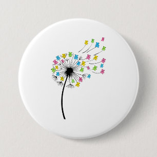 Badge Rond 7,6 Cm Ours mignons volants flux de pissenlit