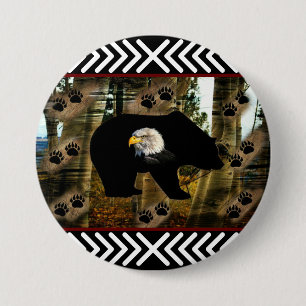 Badge Rond 7,6 Cm Ours Noir Ourson Ourson Ourson Ours Empreintes de