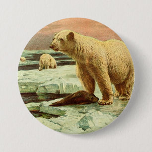 Badge Rond 7,6 Cm ours polaires sur les glaciers dessin artistique d