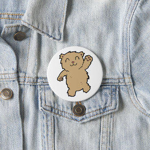 Badge Rond 7,6 Cm Ours qui sourit et agite la main de manière adorab