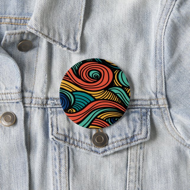 Badge Rond 7,6 Cm Paisley haché (En situation)