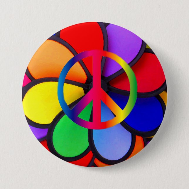 Badge Rond 7,6 Cm Paix et amour_ (Devant)