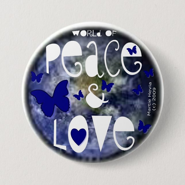 Badge Rond 7,6 Cm Paix et amour - Bouton (Devant)