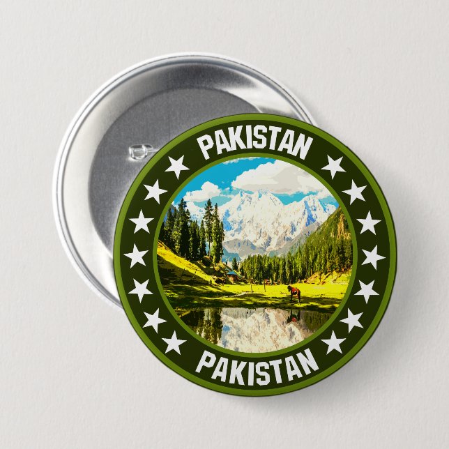 Badge Rond 7,6 Cm Pakistan (Devant & derrière)