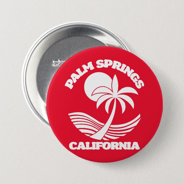 Badge Rond 7,6 Cm Palm Springs Californie (Devant & derrière)