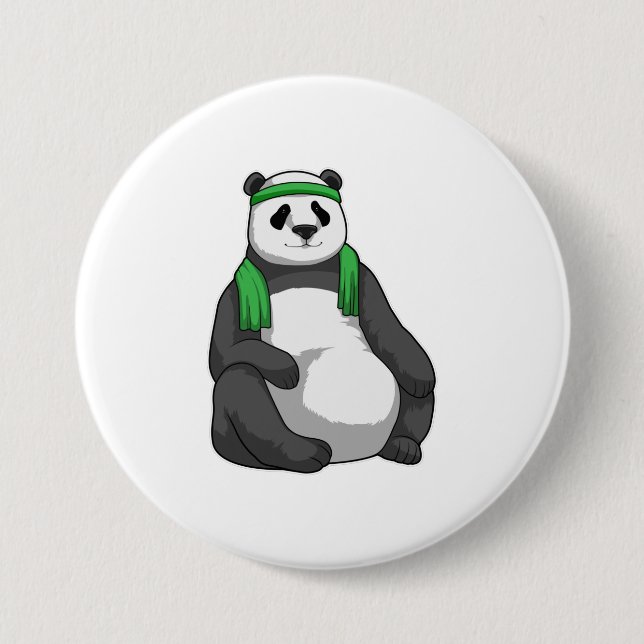 Badge Rond 7,6 Cm Panda à Fitness avec serviette (Devant)