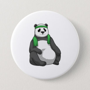 Badge Rond 7,6 Cm Panda à Fitness avec serviette