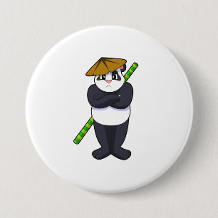 Badge Rond 7,6 Cm Panda à Stick combat Martial arts.PNG