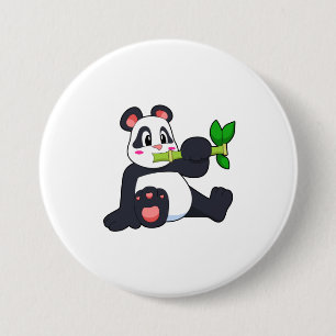 Badge Rond 7,6 Cm Panda avec bambou