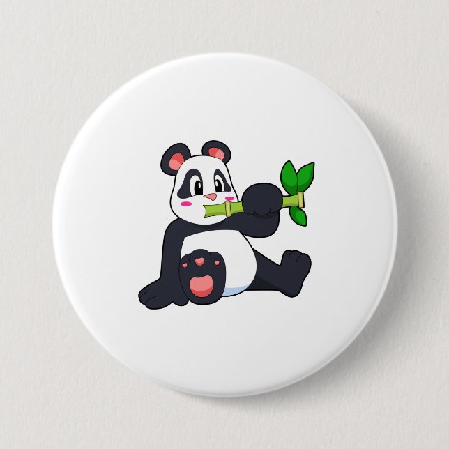 Badge Rond 7,6 Cm Panda avec bambou (Devant)