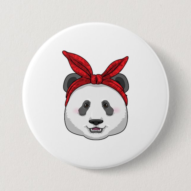 Badge Rond 7,6 Cm Panda avec Bandana (Devant)