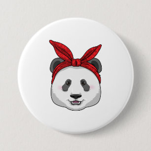 Badge Rond 7,6 Cm Panda avec Bandana