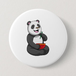 Badge Rond 7,6 Cm Panda avec Bowl Ramen