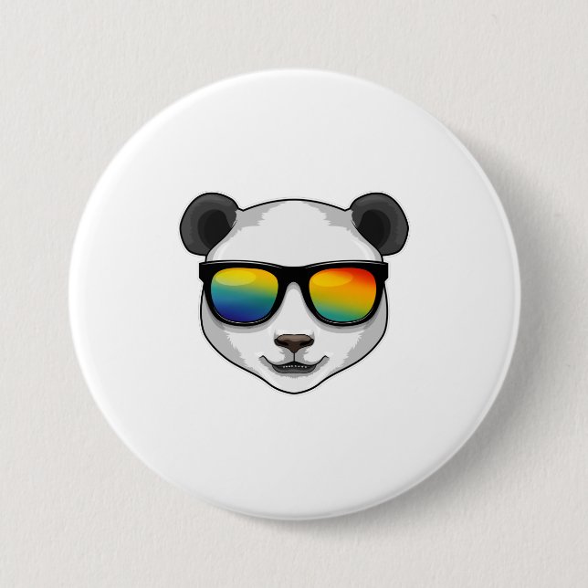 Badge Rond 7,6 Cm Panda avec lunettes de soleil (Devant)